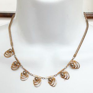 vintage swirl gold neck tone necklace